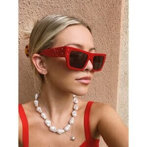 New MCM MW0014 66A Red Unisex Frame Sunglasses with Grey Lenses Authentic